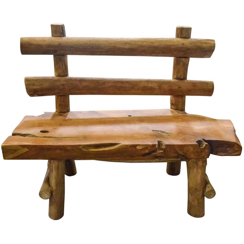 Wurzelholzbank "Farmhouse" Aus Recyceltem Teakholz, Länge Ca. 110-120 Cm