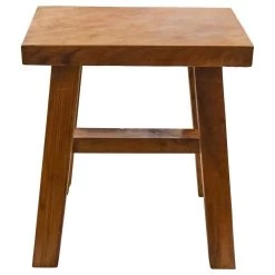 Wurzelholz-Hocker Eckig Aus Recyceltem Teakholz, Ca. 40x25 Cm