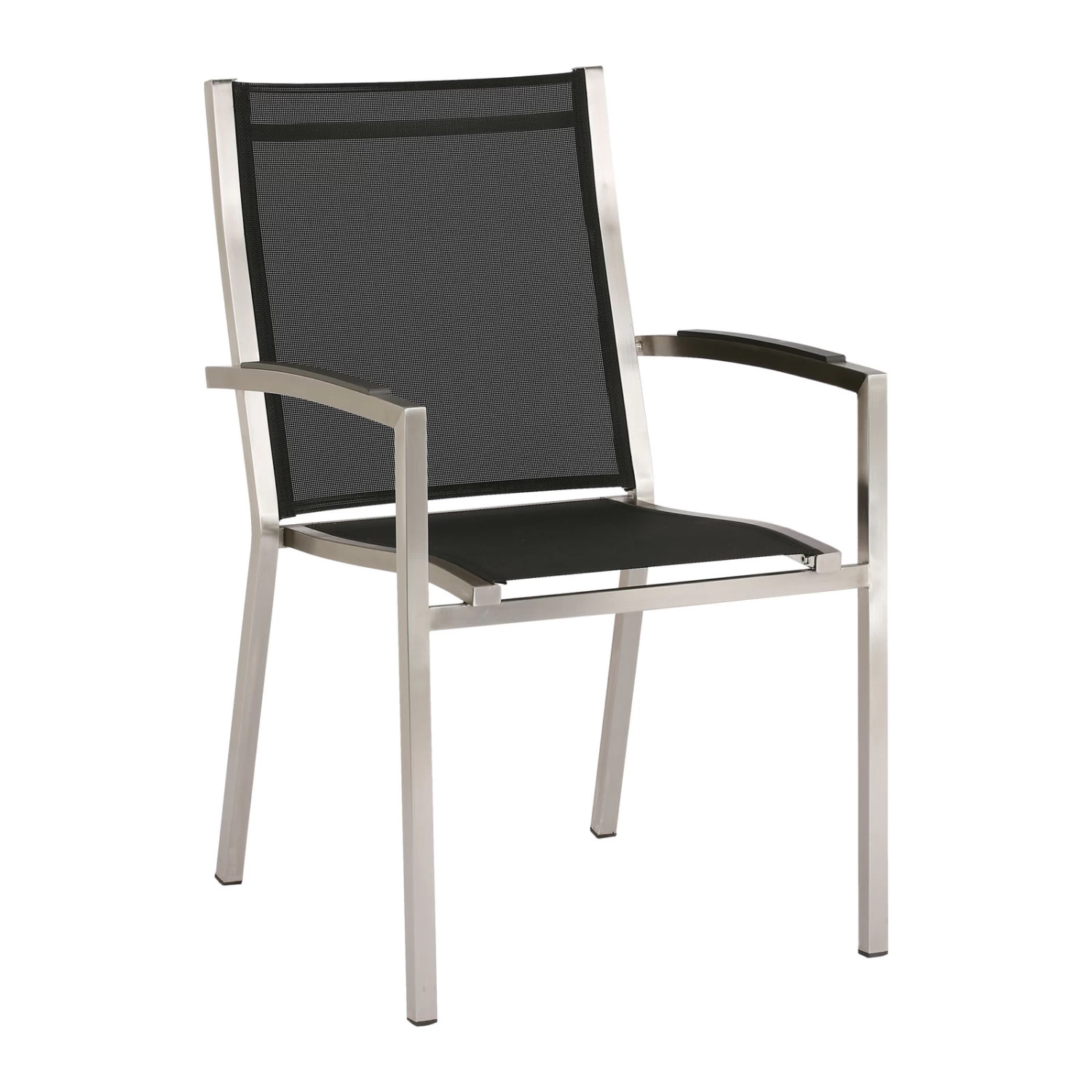 Best Edelstahl-Stapelsessel "Marbella", Hohe Rückenlehne, Textilen Schwarz