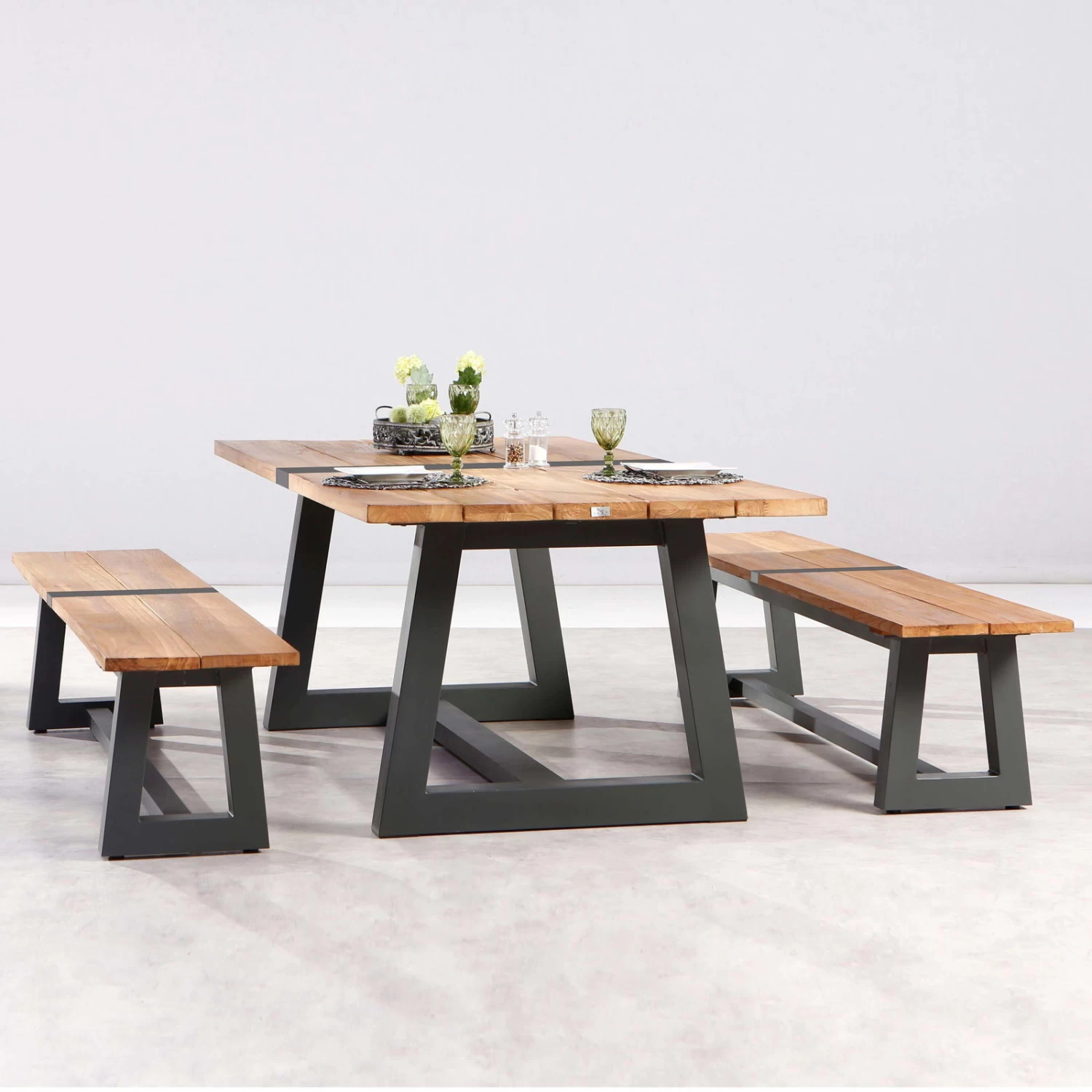 Best Alu-Bank Campione, Teakholz, Anthrazit, 45 X 220 X 40 Cm – Bild 5