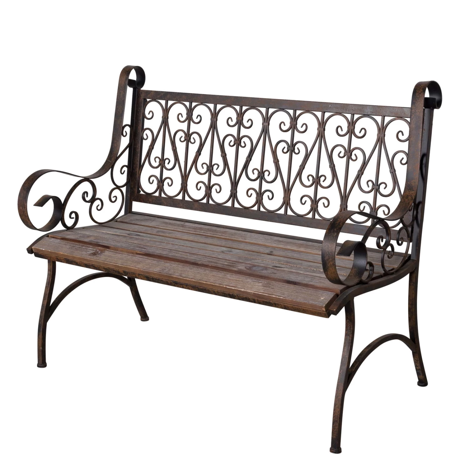 Metall-Gartenbank Bordeaux, Braun Mit Holzsitz, Ca. 91 X 59,2 X 115 Cm â Bild 5