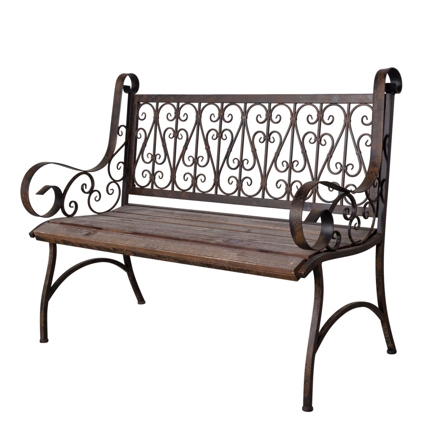Metall-Gartenbank Bordeaux, Braun Mit Holzsitz, Ca. 91 X 59,2 X 115 Cm â Bild 4