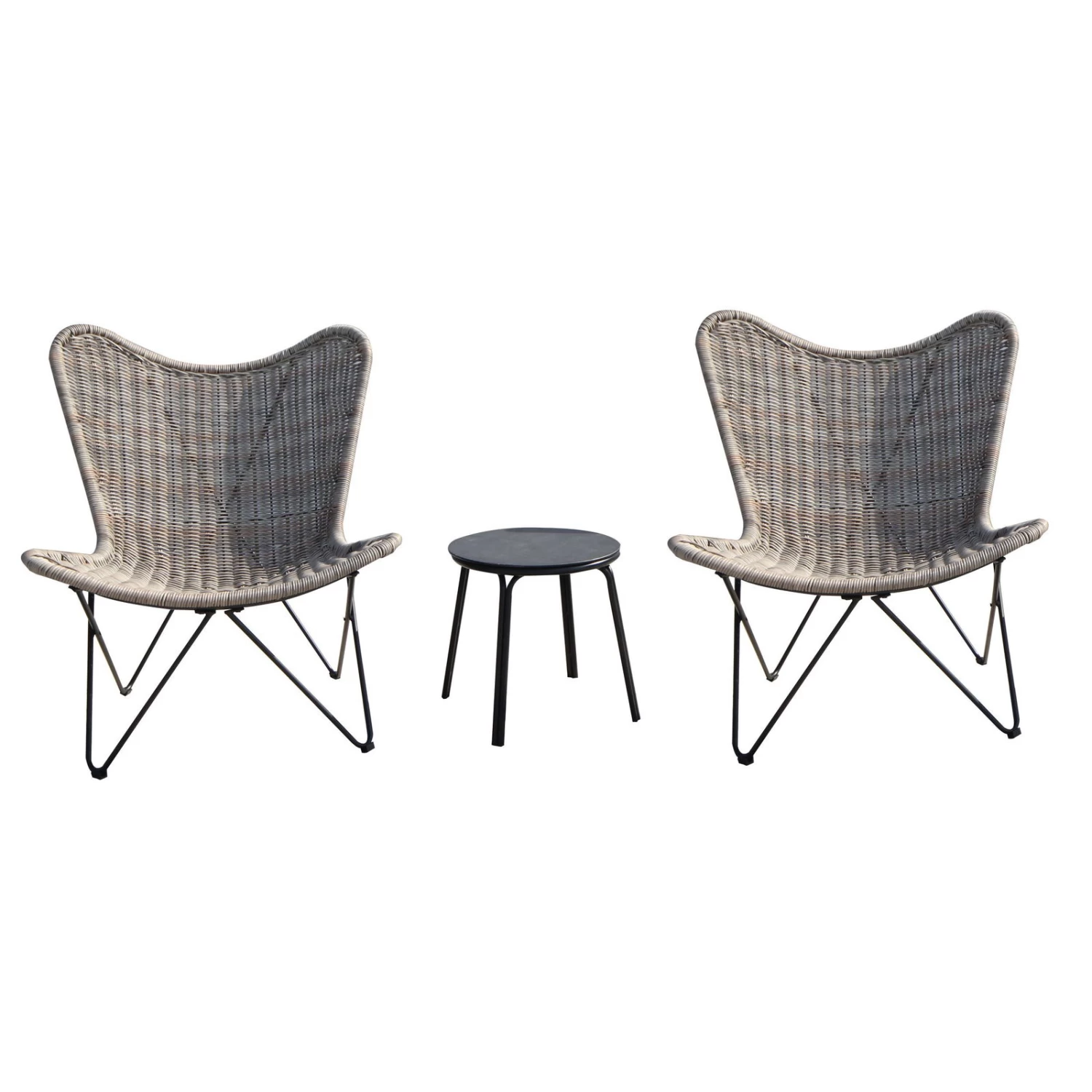 Bistro-Set 'Butterfly', 3-tlg., Braun – Bild 2