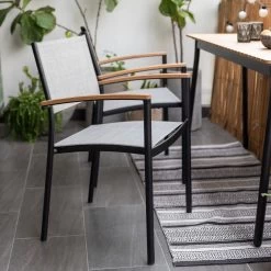 Stapelsessel 'Vera', Mattschwarz/birkengrau, Ca. 83 X 55 X 55 Cm