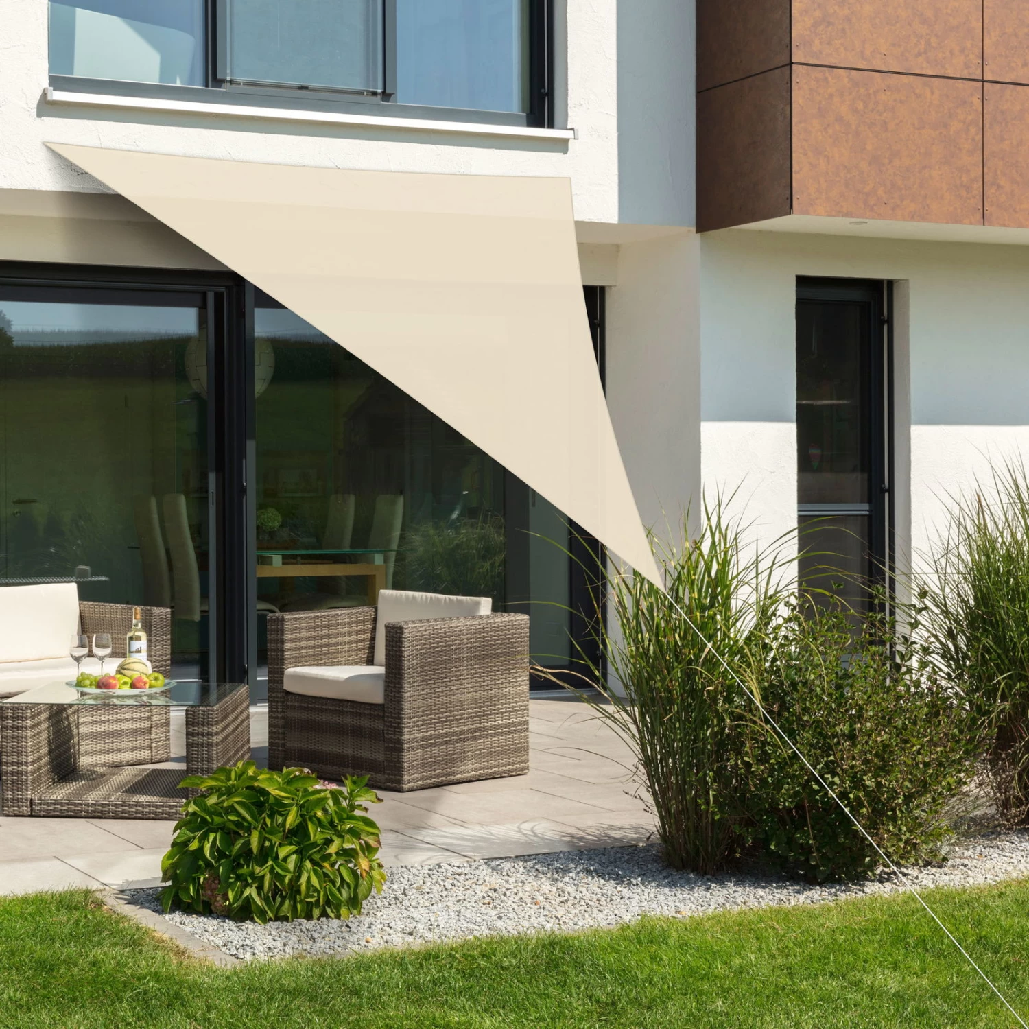 Sonnensegel 'Lanzarote', 400 X 400 X 300 Cm, Natur